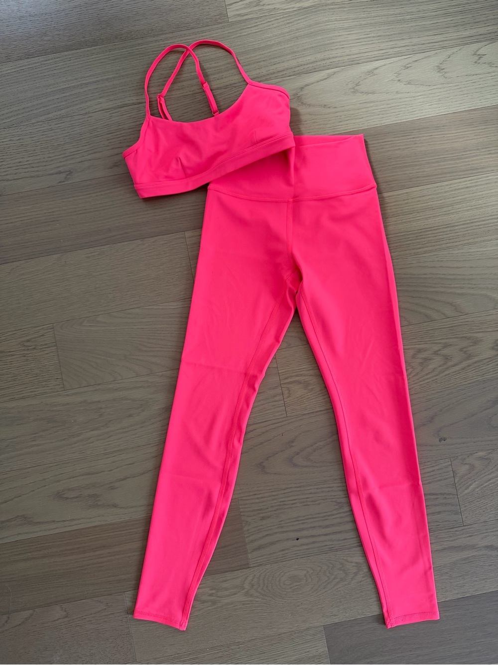 ALO Yoga Airlift Legging and Bra in Fluorescent Pink Coral - Picture 2 of 4